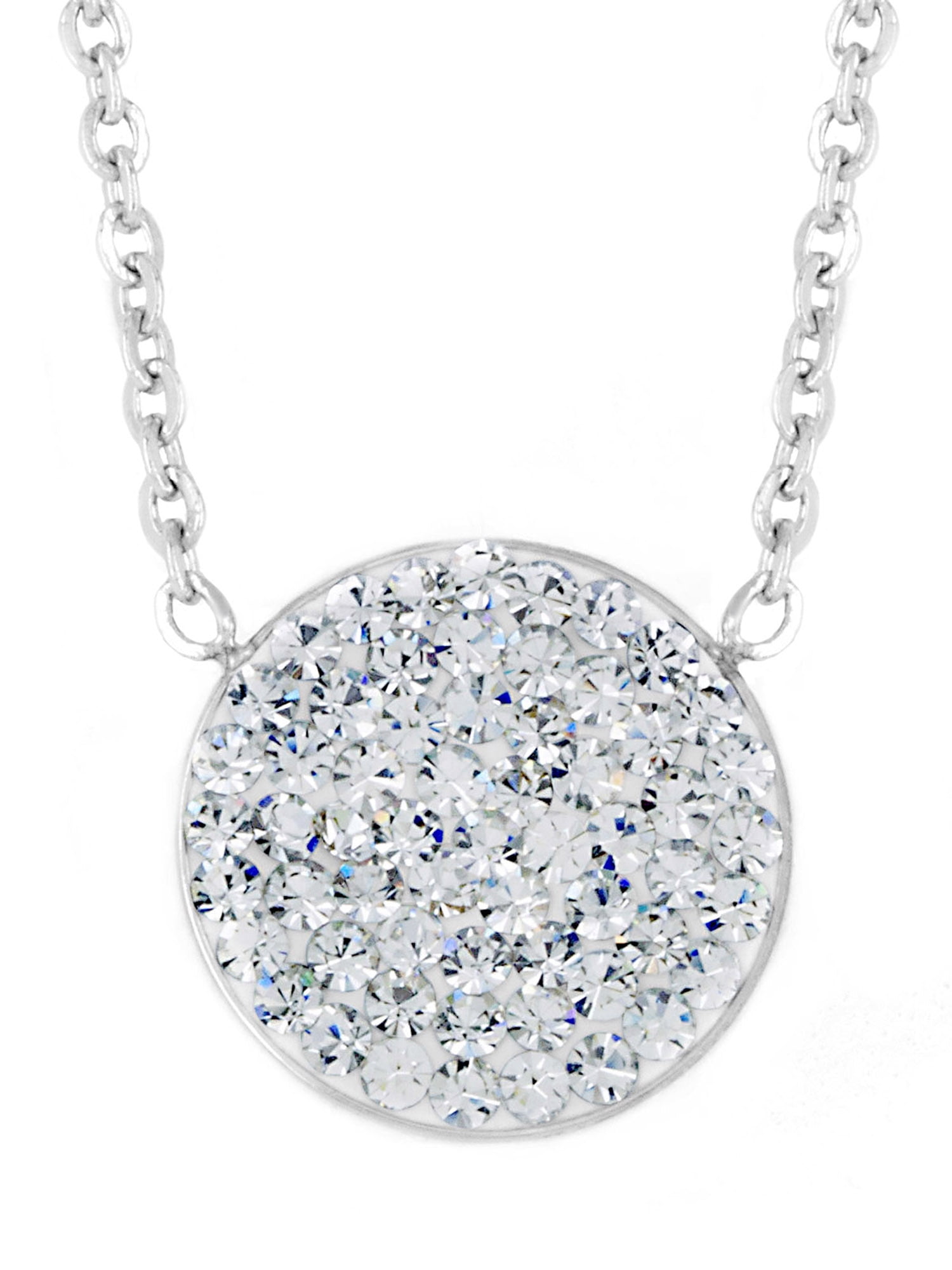 Stainless Steel Crystal Circle Pendant Necklace - Walmart.com