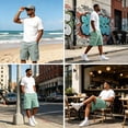 thumbnail image 7 of Resicozy Cargo Shorts for Men Cotton Summer Casual Work Shorts Drawstring Elastic Waist Stretch Bottoms with Pockets Light Green XL, 7 of 7