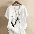 thumbnail image 1 of WILLBEST T-Shirt pour Femmes Col Roulé Rétro et en Lin Imprimé Ample à Manches Courtes Chemise Haut pour Dames, 1 of 3