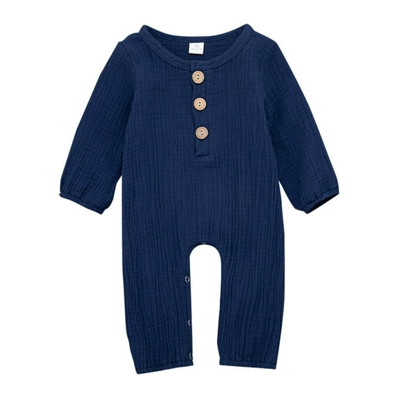 XYIJANI Clearance Baby Boy Clothes Newborn Baby Girl Boy Jumpsuit Solid Color Long Sleeve Knitted Romper Clothes Light Long Sleeve Jumpsuit Baby Girl Clothes 0-3 Months (Blue,70)