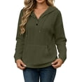thumbnail image 2 of DailyTrove Women Cable Knit Henley Hooded Sweatshirt With Kangaroo Pocket Long Sleeve Tops, 2 of 8