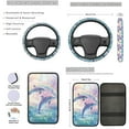 thumbnail image 3 of Jeiento Cute Dolphin Auto Seat Covers Full Set of 13 Steering Wheel Cover Seat Belt Pads Rainbow Cup Holder Center Console Cover Keychain Automobile Accessories Set Fit for Most Vehicles, 3 of 8