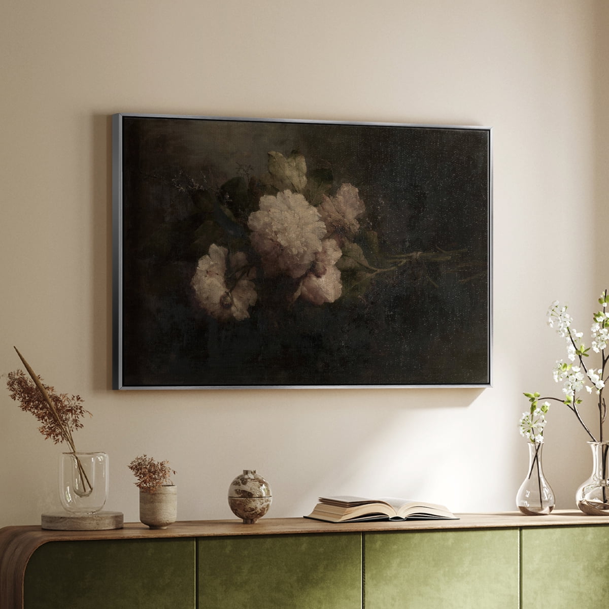 Vintage Botanical Print-XXXIX By Wexford Home Framed in Silver Wood Gallery Wrapped Canvas 25 in. x 37 in.