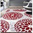 thumbnail image 3 of Tapis Modernes de Conception de Cercles Floraux 6' 6" x 9' Rouge, 3 of 10