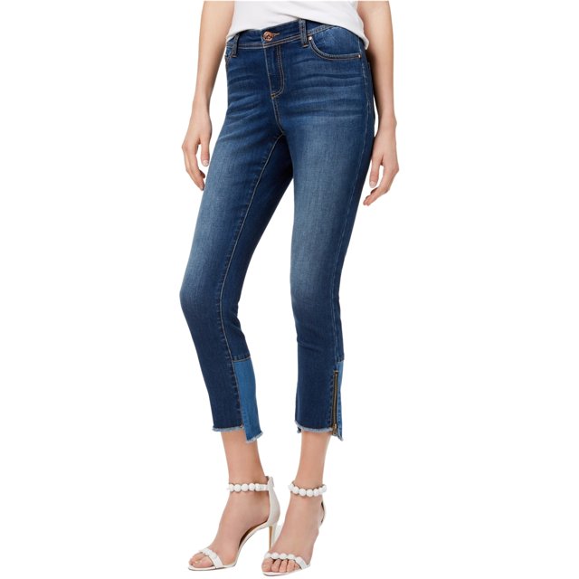 INC Womens Step-Hem Curvy Fit Jeans, Azul, 14 Short I-N-C Ajuste con curvas
