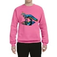 thumbnail image 2 of Trippy California Rainbow Neon Wolf Mountain Silhouette | Mens Animal Lover Crewneck Graphic Sweatshirt, Neon Pink, 2XL, 2 of 4