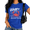 Blue, variant on Women's Dark Base Striped Bow Crab Starfish Shell Coastal Crabby Beach Quote Hand Drawn Graphic Short Sleeve T-Shirts Navy Blue Tops