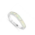 thumbnail image 4 of CHOOSE YOUR COLOR White Simulated Opal Curved Thumb Inlay Ring .925 Sterling Silver Band CZ Female Size 6, 4 of 4