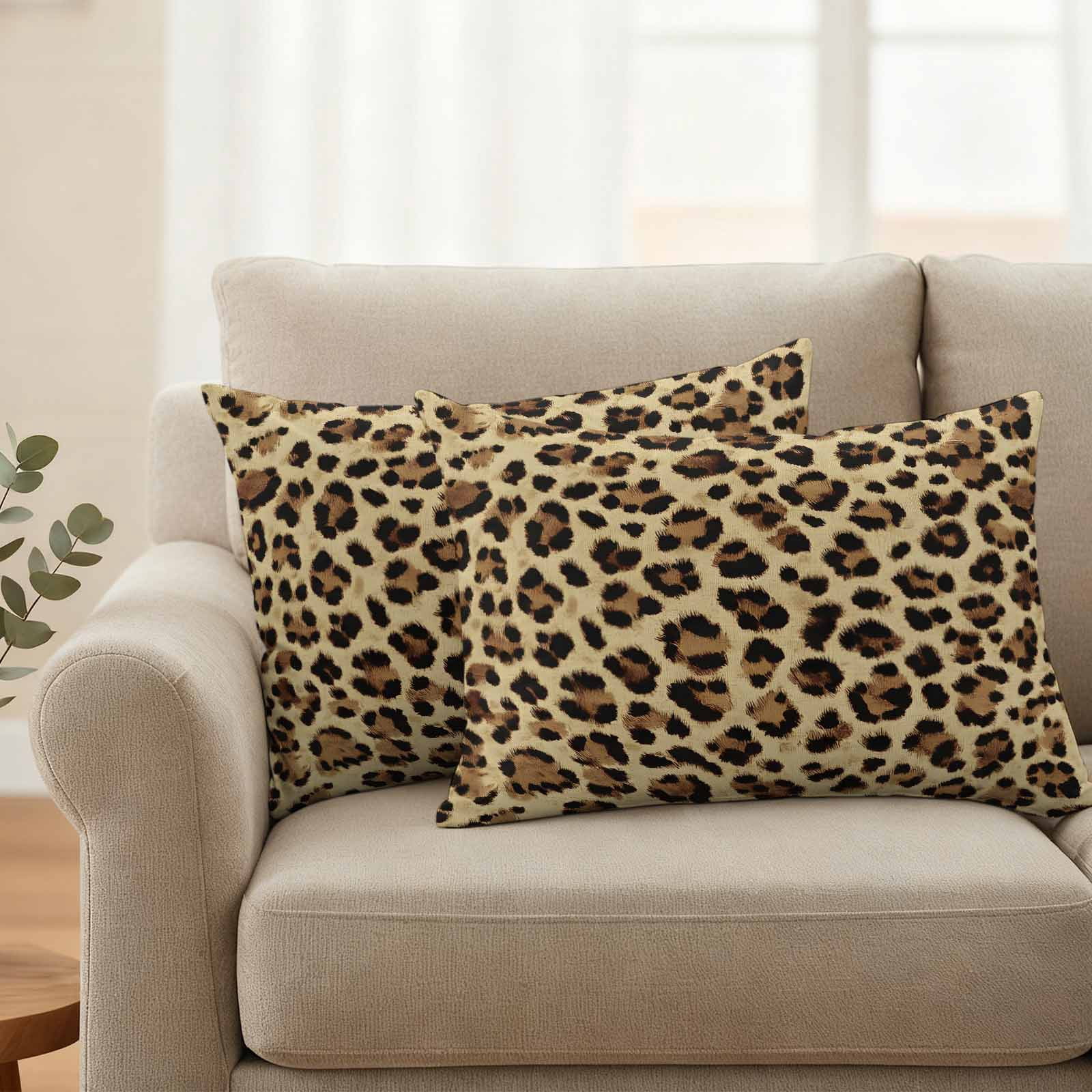 Leopard Outdoor Waterproof Pillow Covers, Farmhouse Brown Animals Art Modern Decorative Rectangle Throw Pillowcase Sofa Cushion Sham for Patio/Couch/Chair, 20"x12" 2 Pack
