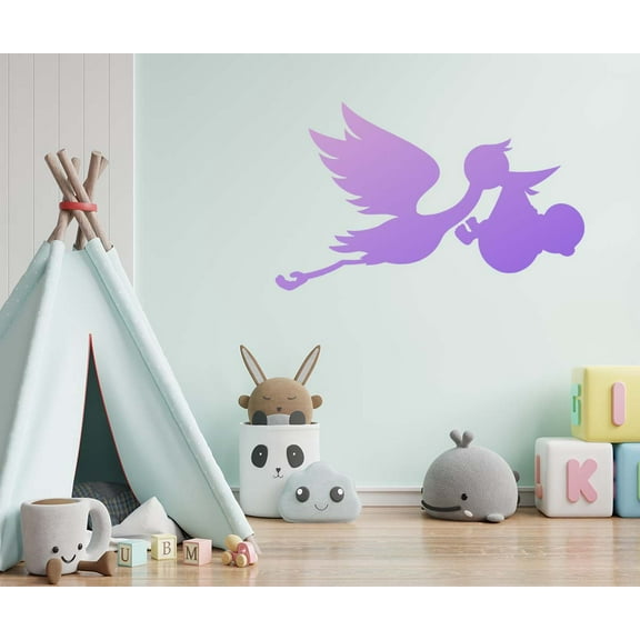 Stork with Baby Stencil - Art and Wall Stencil (6"x5")