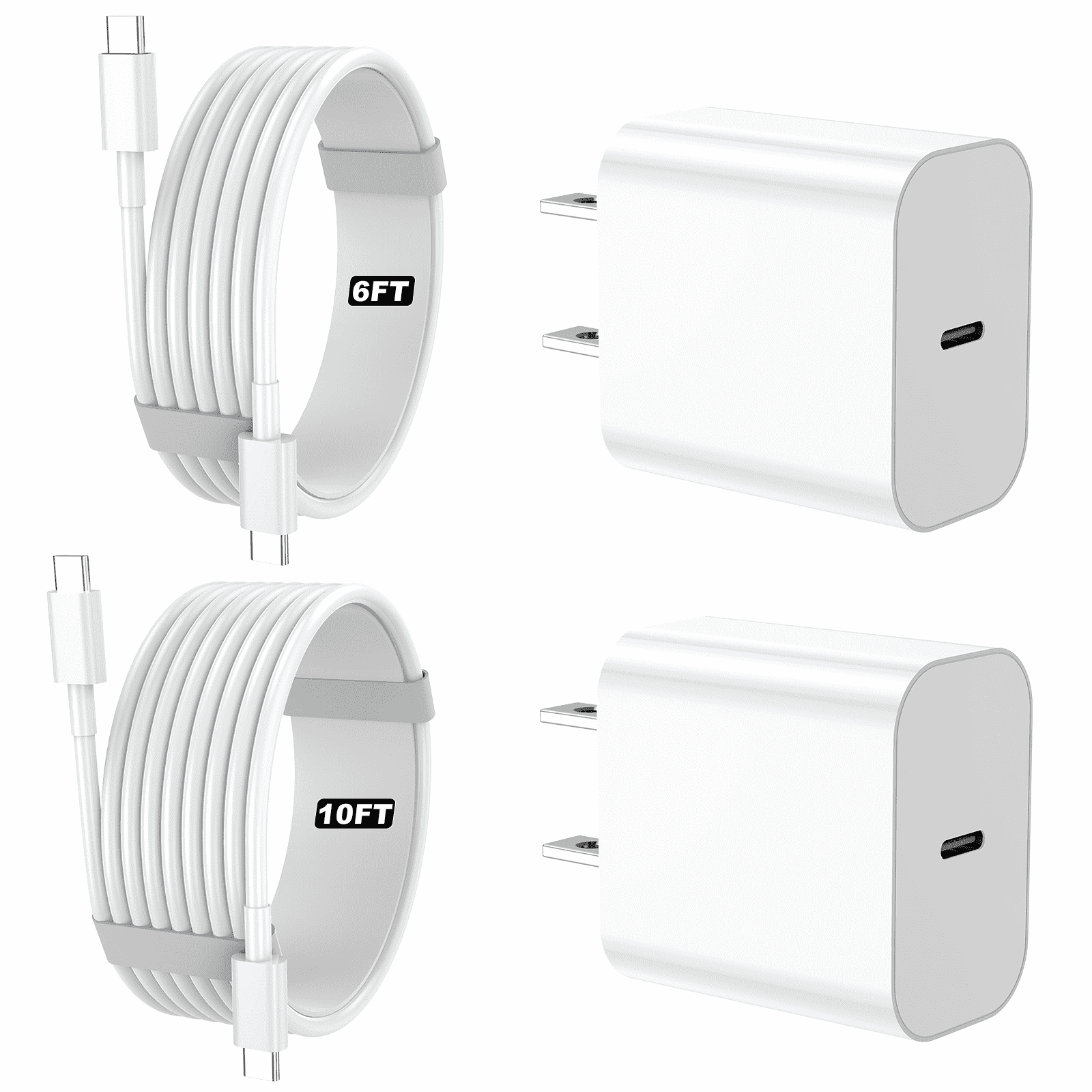 GREPHONE 20W USB-C PD Fast Charger, 2 Pack with Cables photo 1
