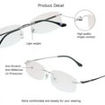 thumbnail image 2 of VisionGlobal Pure Titanium Frame for men/women Blue Light Blocking,Hand-set Diamond Fashion Glasses (Sliver Brown, 1.00 Magnification), 2 of 5