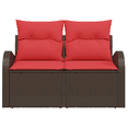 thumbnail image 3 of vidaXL 2-Seater Garden Sofa with Cushions Brown Poly Rattan, 3 of 5