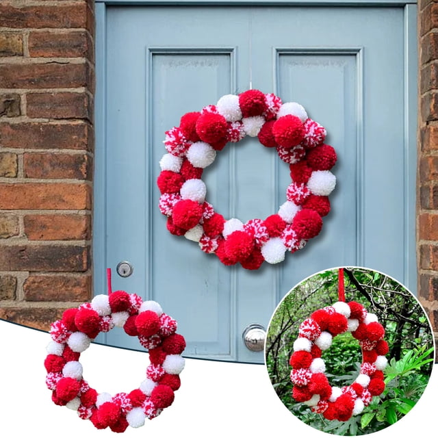 Couronne de Noël pour Porte d'Entrée Couronne Rouge Mignonne Couronne Rouge Décorations de Noël Intérieur Extérieur Couronne Sans Fil Porte Baie Couronne de Noël Couronne Vivante Sacs de Rangement Solaire pour Extérieur Noël