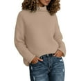 thumbnail image 1 of Krdevn Winter High Neck Knitted Sweater Long Sleeve Rolled Edge Pullover for Cozy Fall Turtleneck Top,Size:S, 1 of 4