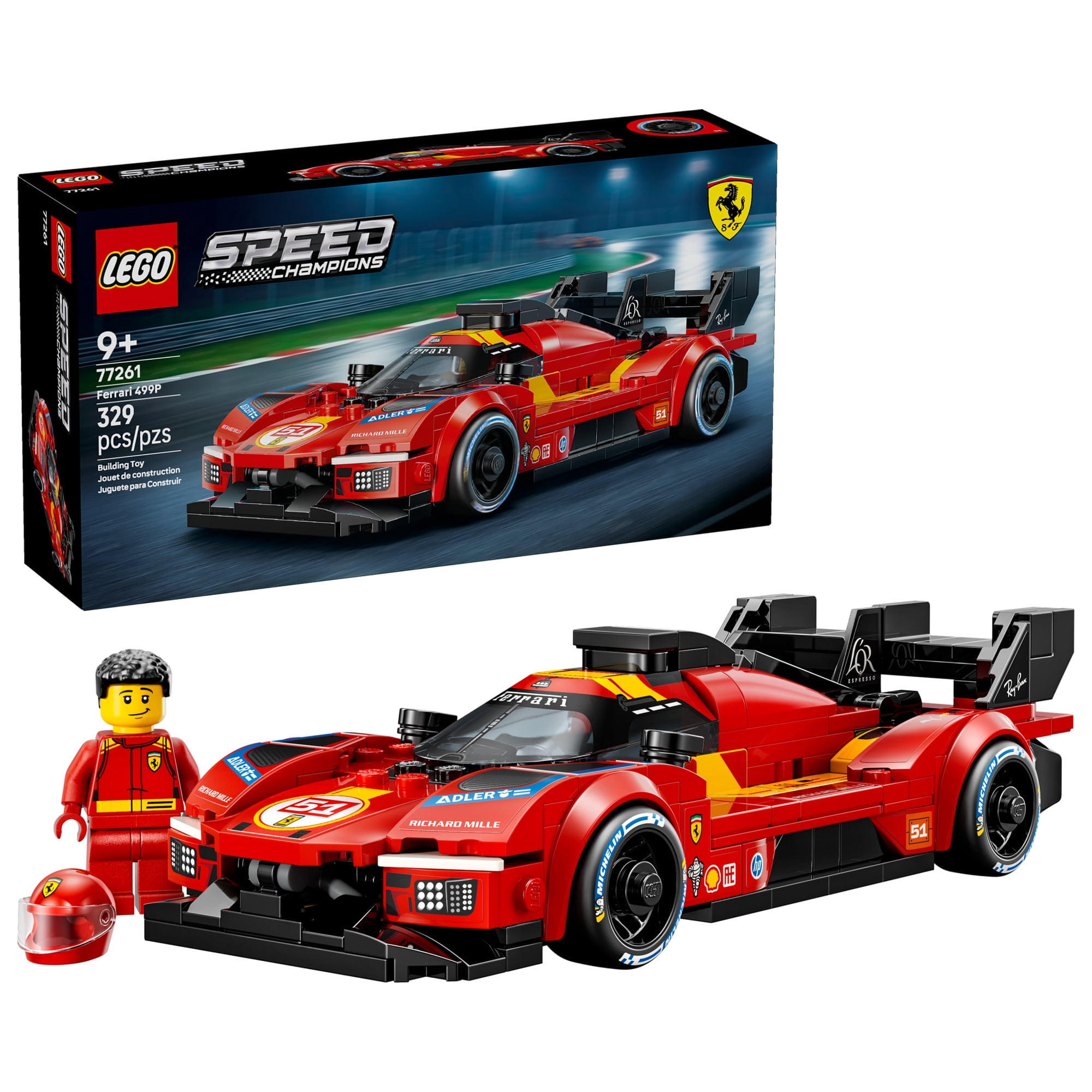 LEGO Speed Champions Ferrari 499P - Building Toy for Boys & Girls, Ages 9+ - Racecar Toy for Kids with Driver Minifigure - Gift for Birthdays - 77261
