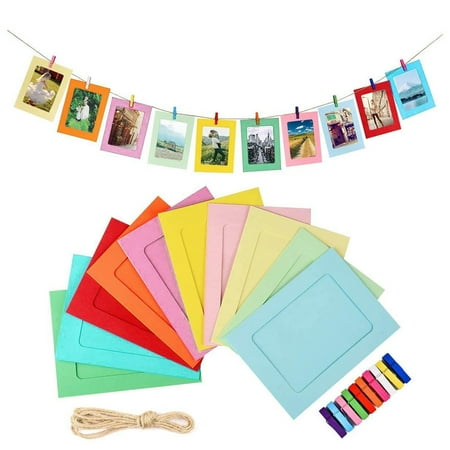 

Pendants Decor Hanging Album Clip Kraft Paper Photo Frame Strings Rope Clips Sets 10Pcs Diy Craft Wall Decor