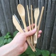 thumbnail image 4 of Bamboo Travel Utensil Set Midnight Black | Bamboo Fork, Knife, Spoon, Chopsticks, Straw, Straw-cleaning brush, Travel Pouch and Carabiner | Excellent For Everyday Use!, 4 of 9