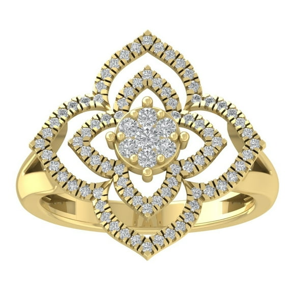 ARAIYA FINE JEWELRY 10K Yellow Gold Diamond Cluster Ring (1/2 cttw, I-J Color, I2-I3 Clarity) Size 6.5