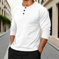 thumbnail image 2 of Feancey Men's Long Sleeve Henley Shirts Lightweight Button Collarless T-Shirt Lightweight Quick Dry Gym Workout Shirt Solid Color Basic Tees White M, 2 of 6
