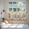 thumbnail image 3 of Easter Rabbit Tier Curtains 24 Inch Length, Farmhouse Spring Botanical Flowers Eggs Grid Cafe Short Curtains for Bathroom Over Sink, Small Kitchen Curtain Light Filtering Drapes 2 Panels 27.5"Wx24"L, 3 of 8