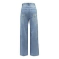 thumbnail image 5 of Women's Loose Fit Blue Distressed Jeans, Straight Leg Casual Denim Pants with Ripped Accents & Relaxed Style,Blue XL, 5 of 5