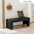 thumbnail image 3 of KithKasa 47" Modern Boucle Teddy End of Bed Bench, Upholstered Entryway Bench, Black Bedroom Bench, Comfy Padded Fabric Ottoman Bench for Bedroom, Living Room, Hallway, Foyer, 3 of 8