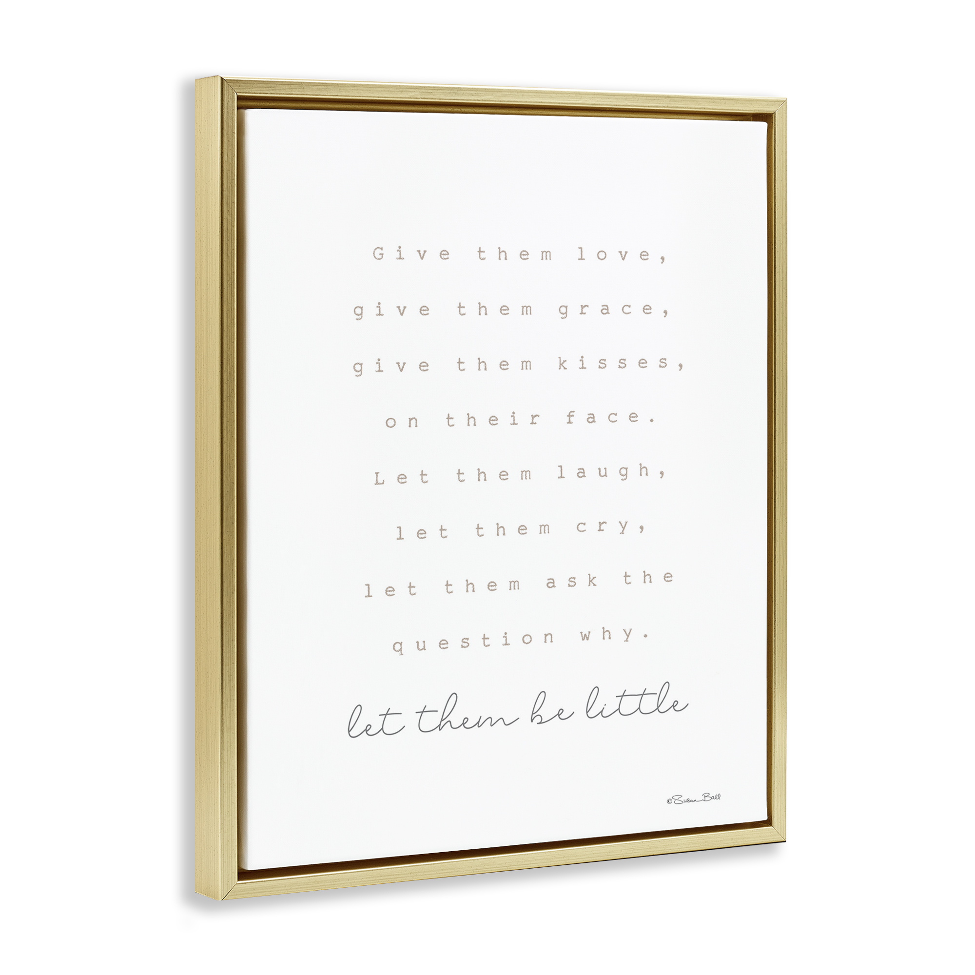 Stupell Industries Let Them Be Little Typography Painting Gold Floater Framed Art Print Wall Art, 25 x 31
