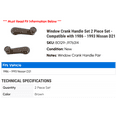 thumbnail image 2 of Window Crank Handle Set 2 Piece Set - Compatible with 1986 - 1993 Nissan D21 1987 1988 1989 1990 1991 1992, 2 of 2