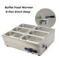thumbnail image 5 of TECHTONGDA Commercial Food Warmer Stainless Steel Bain Marie Buffet Countertop 6-Pot Electric Steam Table 4"Deep, 5 of 7