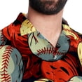 thumbnail image 5 of Baseball Men's Hawaiian Poplin Casual Printed Button Down Short Summer Beach Shirts, Unisex, 5 of 6