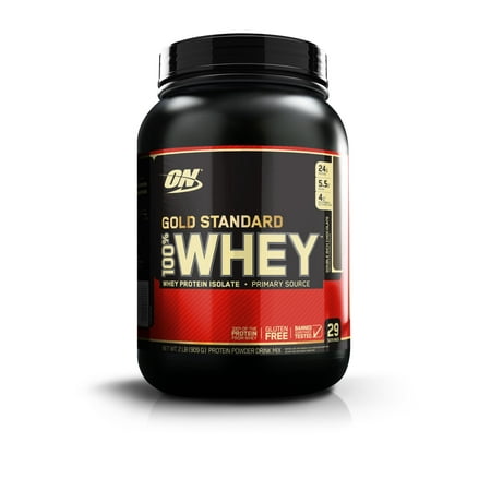 Optimum Nutrition Gold Standard 100% Whey Protein Powder, Double Rich Chocolate, 24g Protein, 2lb,