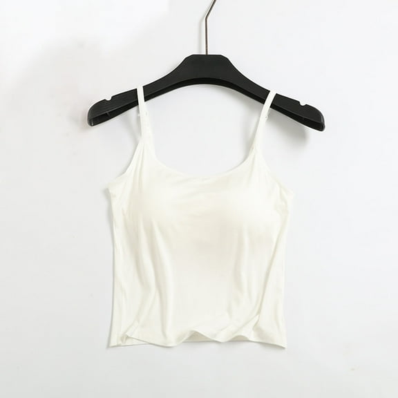 lmcalzta Womens Pajama Camisole Tank Tops Crop Soft Comfy Sleep Spaghetti Strap Basic Camisoles with Padded