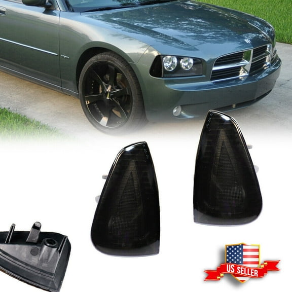 GTINTHEBOX Smoked Lens Corner Parking Marker Signal Lights Housings For 2006-2010 Dodge Charger
