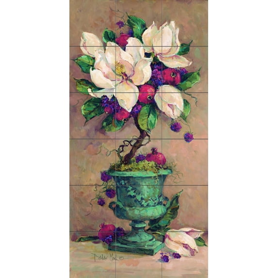 Tile Mural Kitchen Backsplash - BM-Magnolia Topiary II - by Barbara Mock