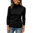 thumbnail image 5 of Turtleneck Sweaters for Women Long Sleeve Knitted Pullover Tops Casual Soft Slim Fit Lightweight 2025 Basic Outfits Black L, 5 of 6