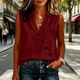 thumbnail image 4 of Aezemi Women V Neck Collared Tank Tops, Faux Cotton Linen Button Sleeveless Shirts, Summer Fashion Casual All Match Tank Top with Pocket, 4 of 7