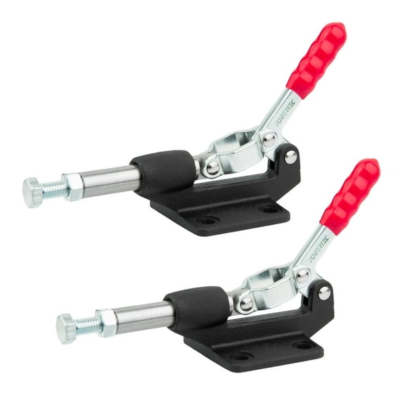 POWERTEC 2PK Toggle Clamp, 500lbs Holding Capacity, 305CM Quick Release Push/Pull Clamp for Woodworking Jigs and Fixtures, Pocket Hole Jigs, Welding, CNC , 20318-P2