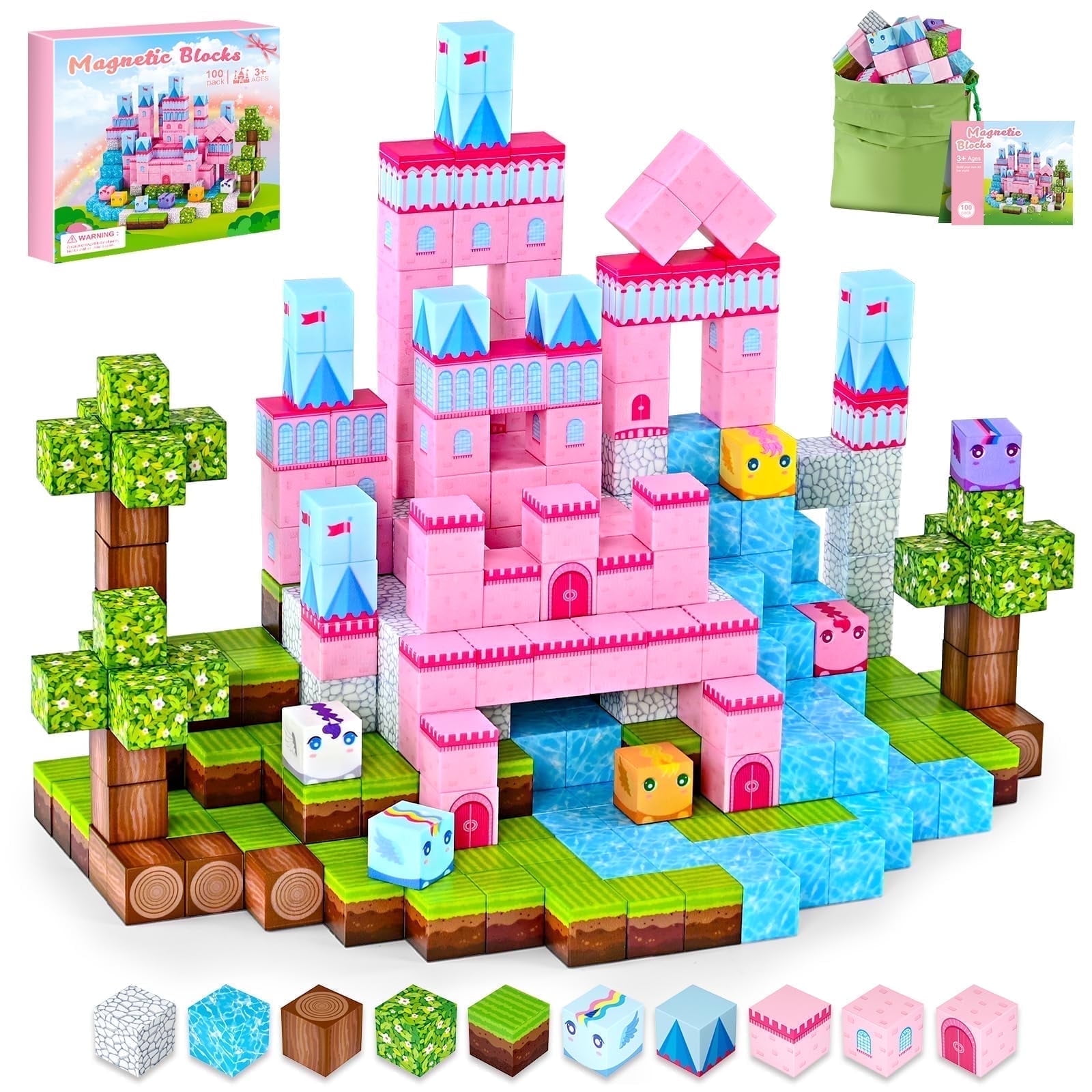 sum37 ロシクス2種企画セット Discovery Kids 50-Piece Magnetic Building Tiles Set with Storage