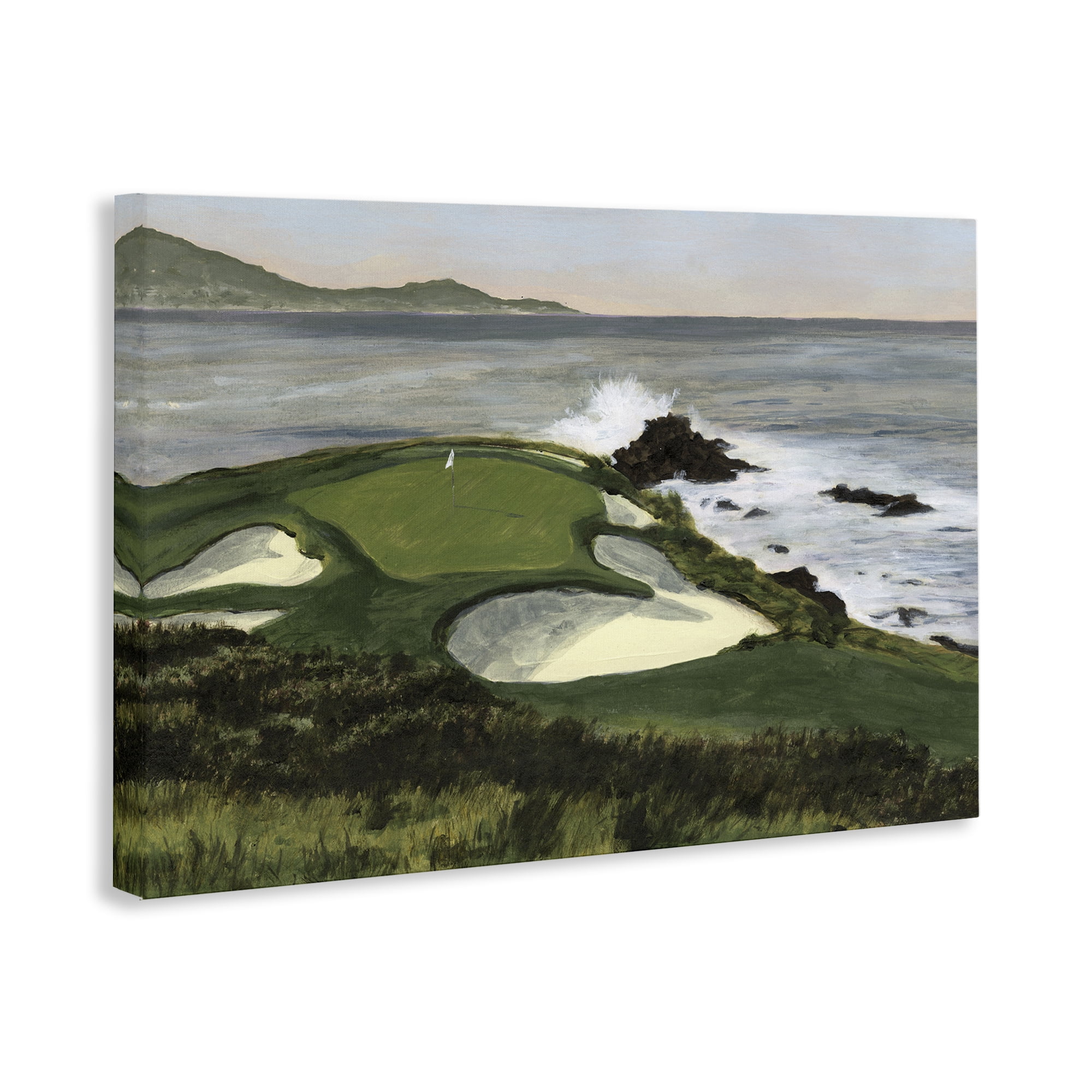 Stupell Industries Coastal Golf Course Landscape Painting Gallery Wrapped Canvas Art Print Wall Art, 45 x 30