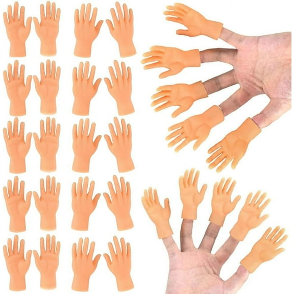 30 Pcs Tiny Finger Hands Mini Rubber Finger Puppets, Miniature Small Hands Ealistic Cute Little Hand Finger for Puppet Show Prank Party Favors