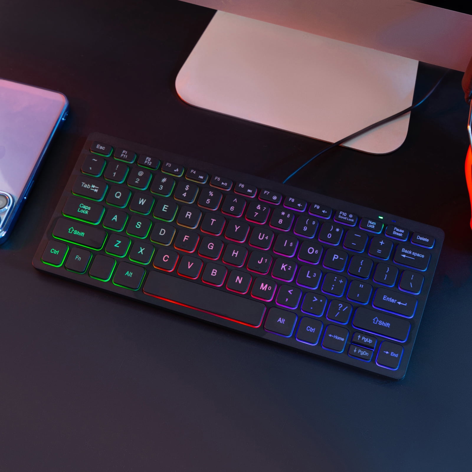 Thin Keyboard with Adjust LED Backlight Translucent Keycaps Quiet to Operate for Students and Professional