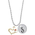 thumbnail image 1 of Delight Jewelry Goldtone Open Heart with Nurse Hat Silvertone Script Initial Disc - S - Charm Necklace, 20"+3", 1 of 4