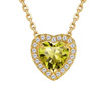 Silvora 14k Gold Plated Birthstone Neckalces for Women Heat Shape Pendant Simulated Diamond Crystal Dainty Christmas Birthday Valentines Gift