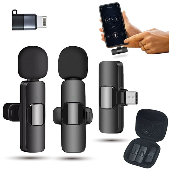 AGCAN Wireless Lavalier Microphone for iPhone and Android, Lapel Microphone with Noise Reduction, Clip On Mini Mic for Video Recording, Interviews, Vlog