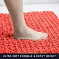 thumbnail image 4 of Walensee Non-Slip Bathroom Rugs Chenille Soft Striped Plush Bath Mat, 17" x 24", Coral, 4 of 7