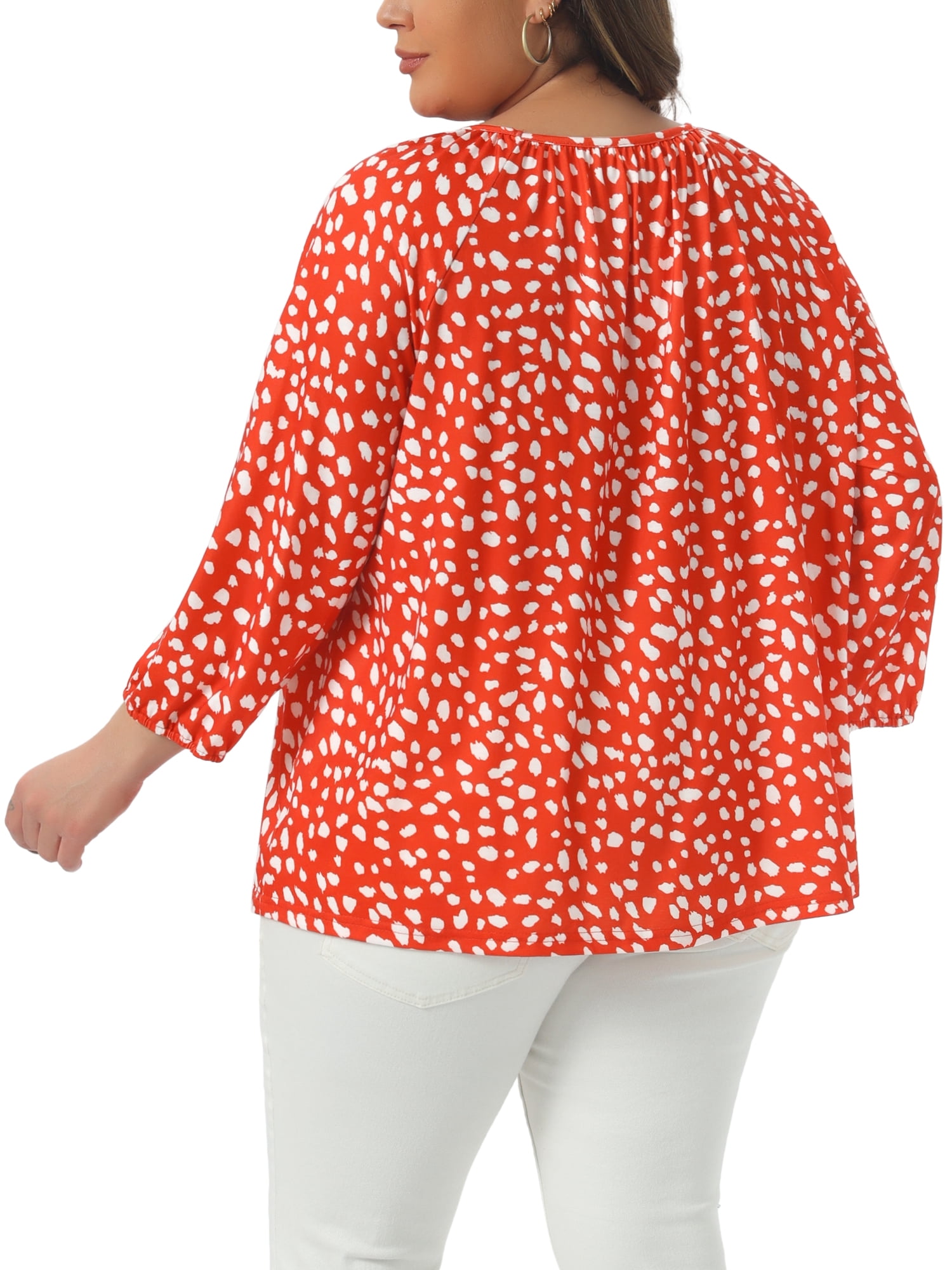 DARING DIVA  Women's Plus Crew Neck 3/4 Sleeve Blouse 1X Orange