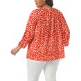 thumbnail image 3 of Agnes Orinda Women's Plus Size Polka Dot 3/4 Sleeve  Blouses Casual Tunic Crew Neck Shirts 2X Orange, 3 of 6