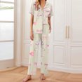 thumbnail image 2 of Sexy Pijama Conjunto para las Mujeres Impreso Bolsillo Pantalones de Manga Corta, Traje Suelto Casual para el Hogar Y el Salón, 2 of 9