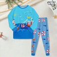 thumbnail image 2 of TOWED22 2 Piece Infant Toddler Fall Winter Graphic Sweatshirt and Jogger Pants Pullover Round Neck Warm Outfits Clothes Set(Blue,5-6 Y), 2 of 7